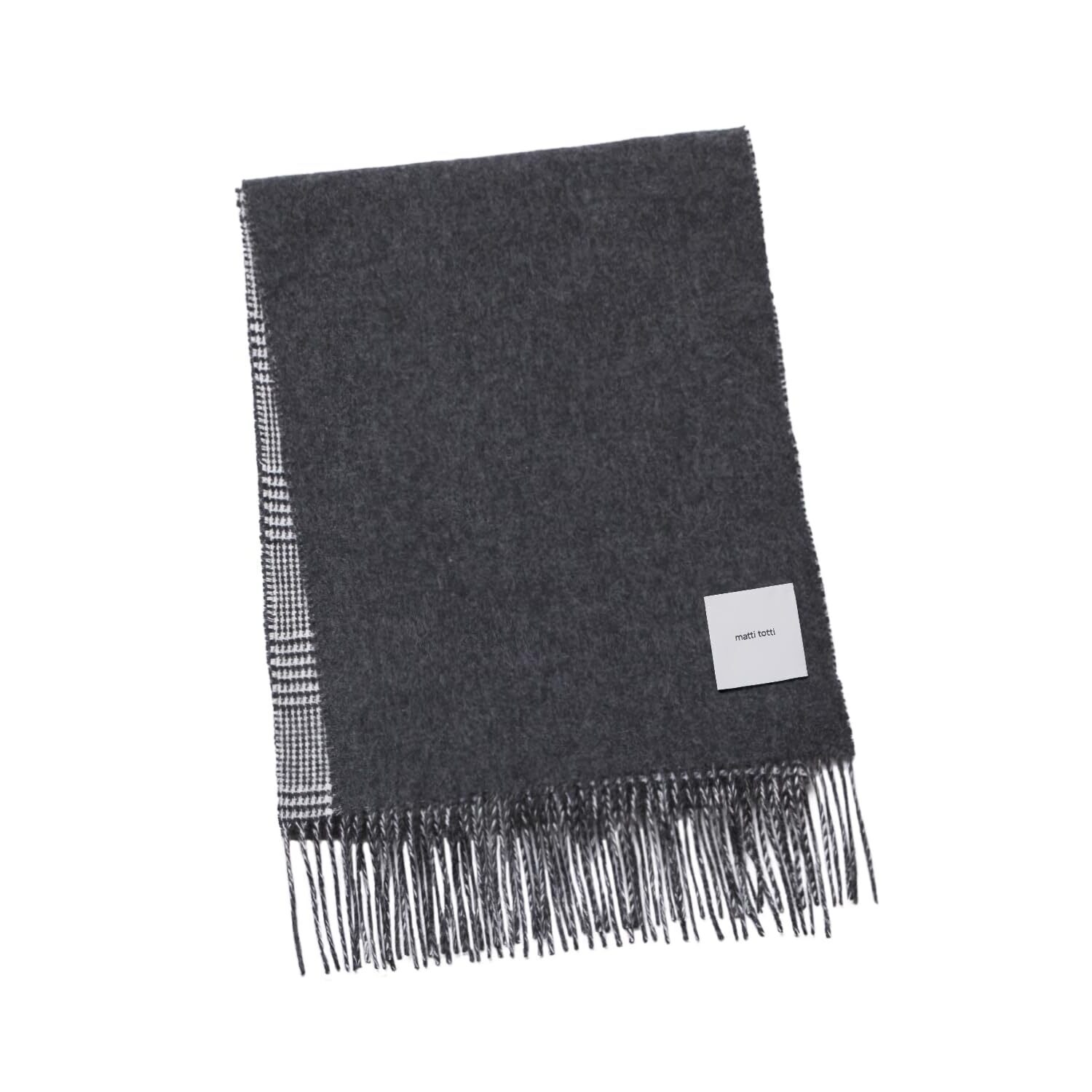 6866 Dark Gray F Cashmere Muffler Large Thick